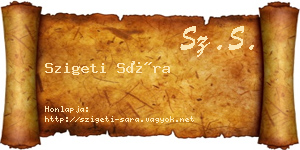 Szigeti Sára névjegykártya